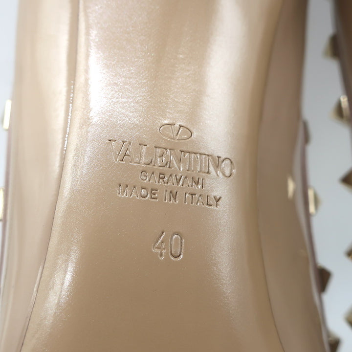 Valentino Rockstud Pointed Toe Pumps Nude Patent Leather Size 40