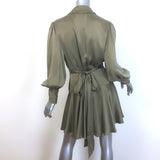 Zimmermann Silk Wrap Mini Dress Olive Charmeuse Size 2
