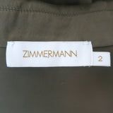 Zimmermann Silk Wrap Mini Dress Olive Charmeuse Size 2