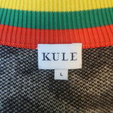 Kule The Cat Cardigan Beige Leopard Jacquard Knit Size Large V-Neck Sweater