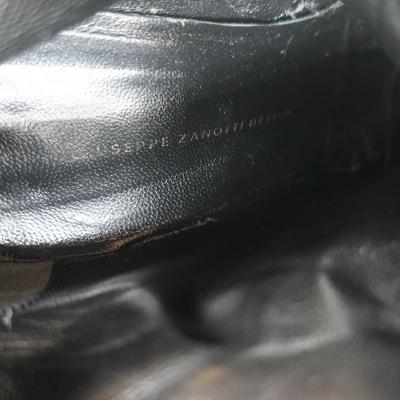 Giuseppe Zanotti Pointed Toe Mid-Calf Boots Black Leather Size 8.5
