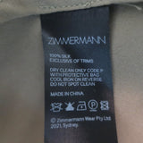 Zimmermann Silk Wrap Mini Dress Olive Charmeuse Size 2