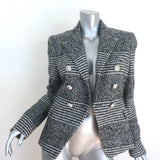 Balmain Houndstooth Tweed Double Breasted Blazer Black/White Size 38