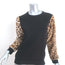 Dries Van Noten Leopard Faux Fur Sleeve Sweatshirt Black Cotton Size Small