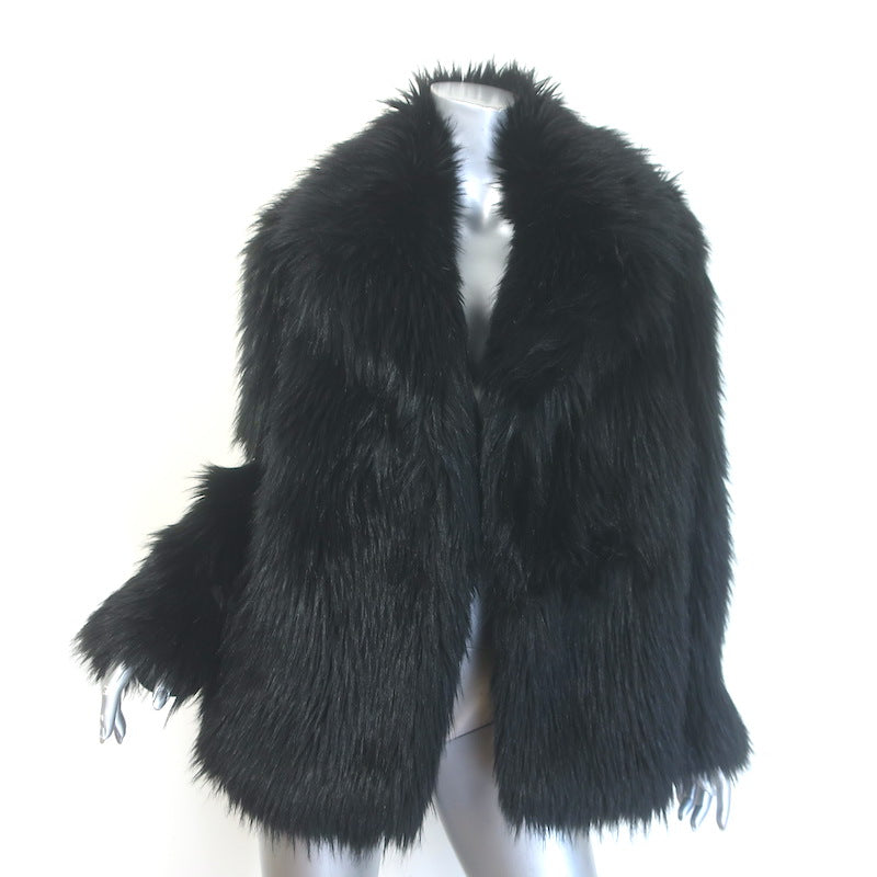 Dries Van Noten Faux Fur Coat Black Size Large