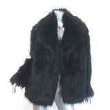 Dries Van Noten Faux Fur Coat Black Size Large