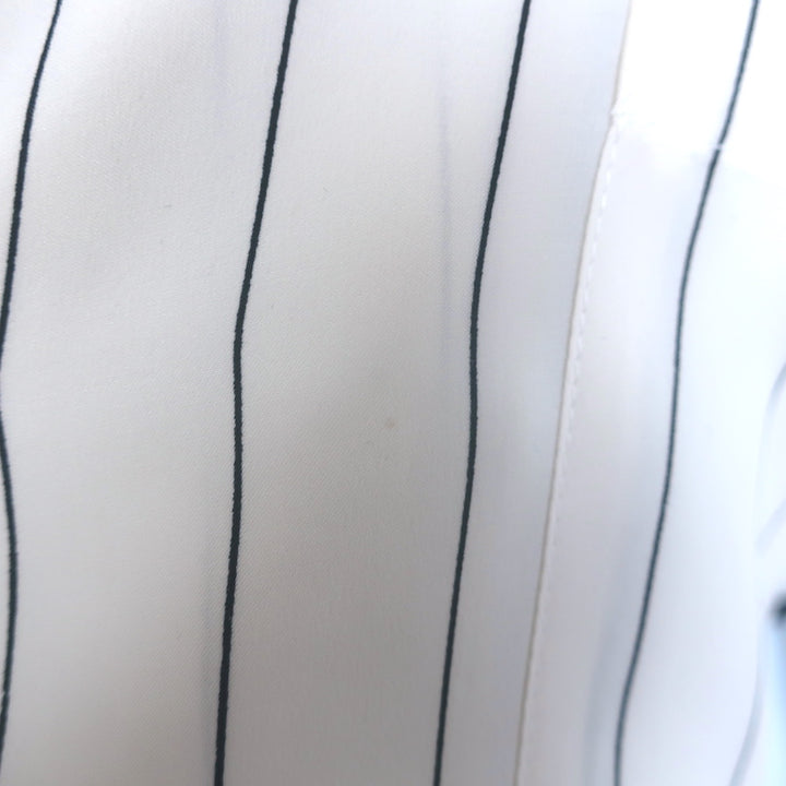 FRAME Pajama Shirt White &amp; Navy Pinstripe Silk Size Medium Short Sleeve Top