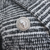 Balmain Houndstooth Tweed Double Breasted Blazer Black/White Size 38