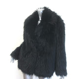 Dries Van Noten Faux Fur Coat Black Size Large