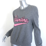 Valentino Logo Intarsia Crewneck Sweater Gray Wool-Cashmere Size Large