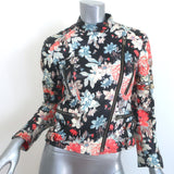 Celine Floral Print Leather Biker Jacket Multicolor Size 40