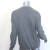 Valentino Logo Intarsia Crewneck Sweater Gray Wool-Cashmere Size Large