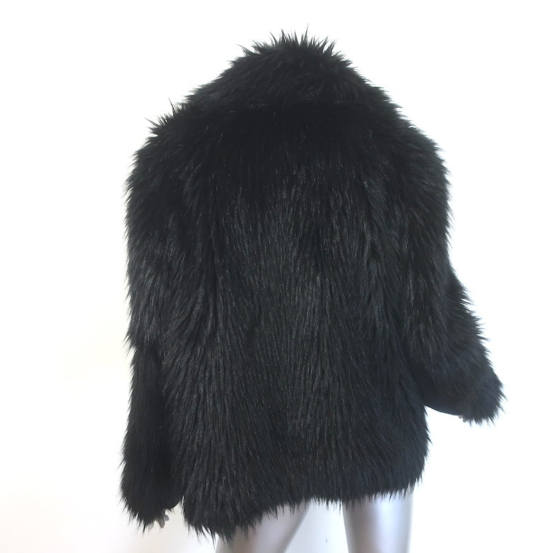 Dries Van Noten Faux Fur Coat Black Size Large
