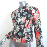 Celine Floral Print Leather Biker Jacket Multicolor Size 40