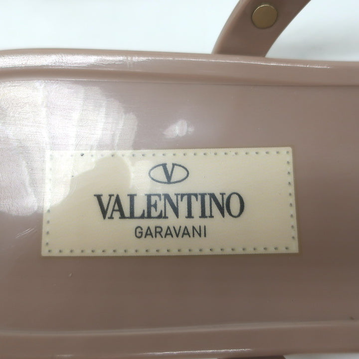 Valentino Rockstud T-Strap Flat Rubber Sandals Poudre Size 41
