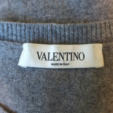 Valentino Logo Intarsia Crewneck Sweater Gray Wool-Cashmere Size Large