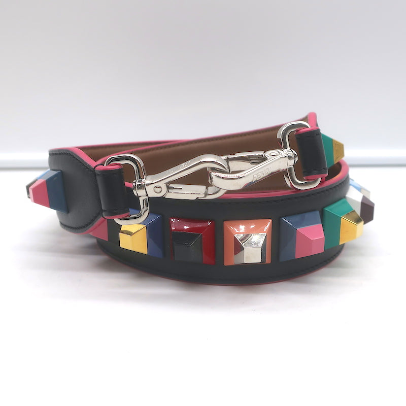 Fendi Strap You Studded Shoulder Strap Black Leather and Plexiglass