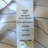 FRAME Pajama Shirt White & Navy Pinstripe Silk Size Medium Short Sleeve Top