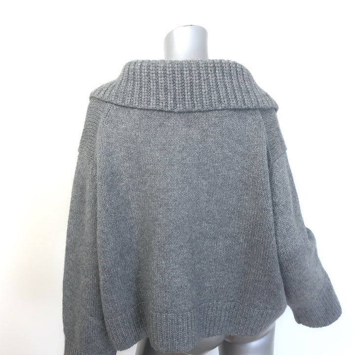 Khaite Evi Oversized Collared Cashmere Sweater Gray Size Extra Small