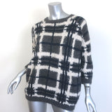 Brunello Cucinelli Plaid Short Sleeve Sweater Dark Gray Alpaca-Blend Size Medium
