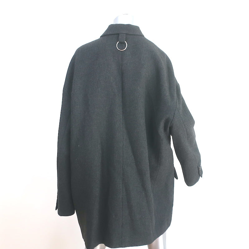 Tibi Car Coat Dark Heather Gray Wool-Blend Size Medium Oversize Jacket