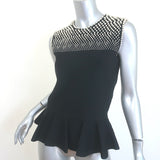 Alexander McQueen Faux Pearl-Embellished Sleeveless Peplum Top Black Size Large