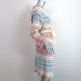 Zimmermann Andie Hooded Cardigan Ecru/Multi Striped Ribbed Knit Size 0