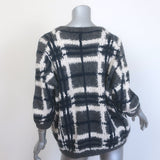 Brunello Cucinelli Plaid Short Sleeve Sweater Dark Gray Alpaca-Blend Size Medium