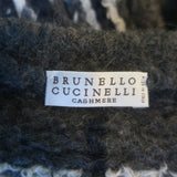 Brunello Cucinelli Plaid Short Sleeve Sweater Dark Gray Alpaca-Blend Size Medium