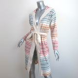 Zimmermann Andie Hooded Cardigan Ecru/Multi Striped Ribbed Knit Size 0