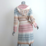 Zimmermann Andie Hooded Cardigan Ecru/Multi Striped Ribbed Knit Size 0