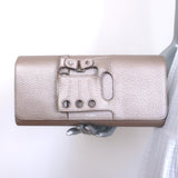 Perrin Le Cabriolet Glove Clutch Mauve Metallic Grained Leather NEW