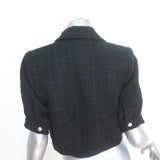 L'Agence Cove Cropped Short Sleeve Tweed Jacket Black Cotton-Blend Size 2