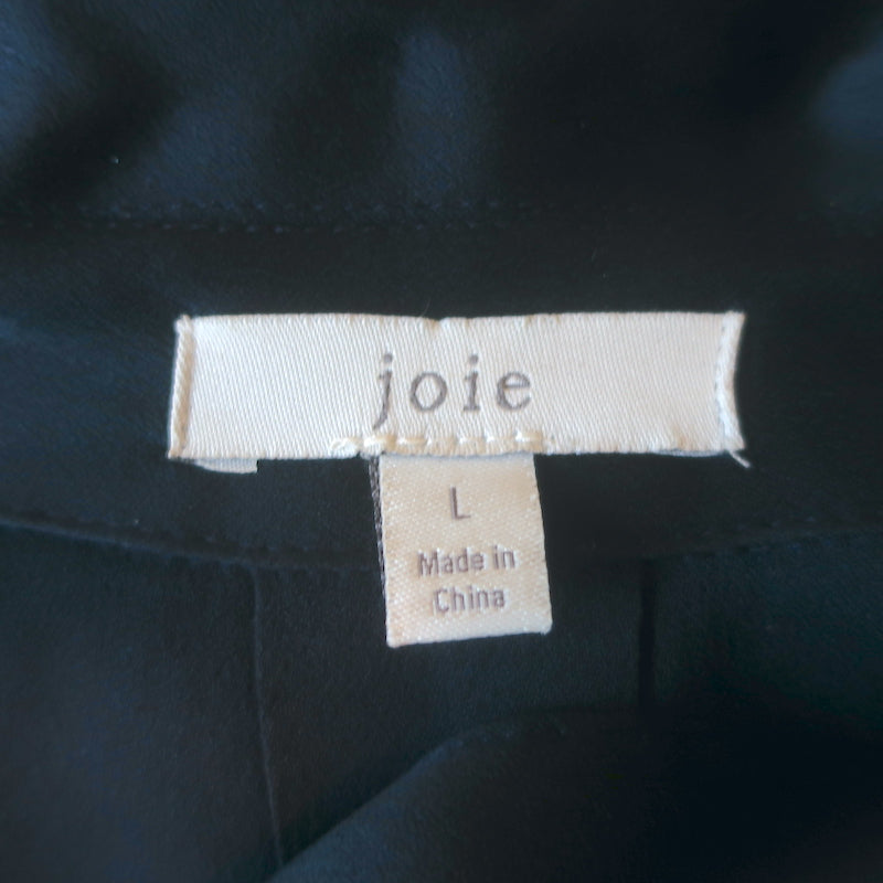 Joie Desmonda Pajama Top Navy Satin Size Large Button-Down Blouse