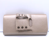 Perrin Le Cabriolet Glove Clutch Mauve Metallic Grained Leather NEW