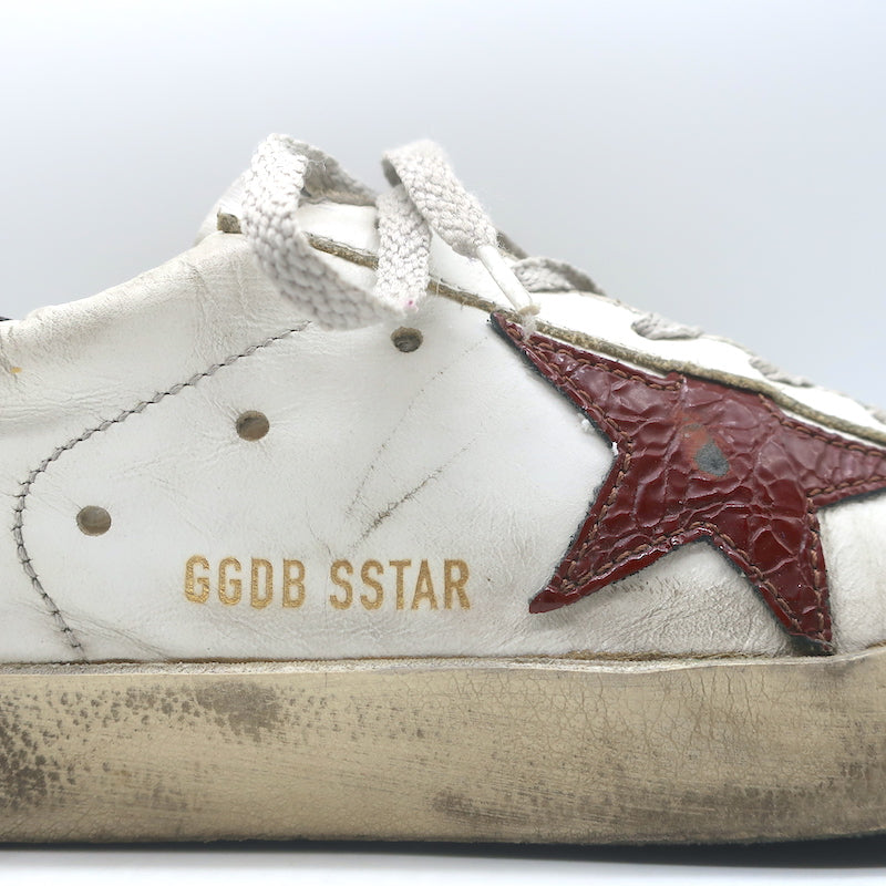 Golden Goose Superstar Sneakers White Leather &amp; Croc-Embossed Patent Size 38