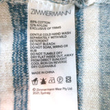 Zimmermann Andie Hooded Cardigan Ecru/Multi Striped Ribbed Knit Size 0