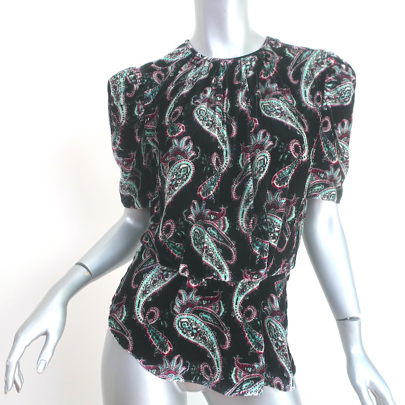 Isabel Marant Udellnad Paisley top Sz 36, Black, front