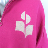 Isabel Marant Etoile Azra Half-Zip Jacquard Logo Sweater Hot Pink Size 36