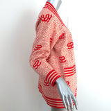 Sandro Reversible Cardigan Ezekiel Red/Ecru Jacquard Knit Size 1