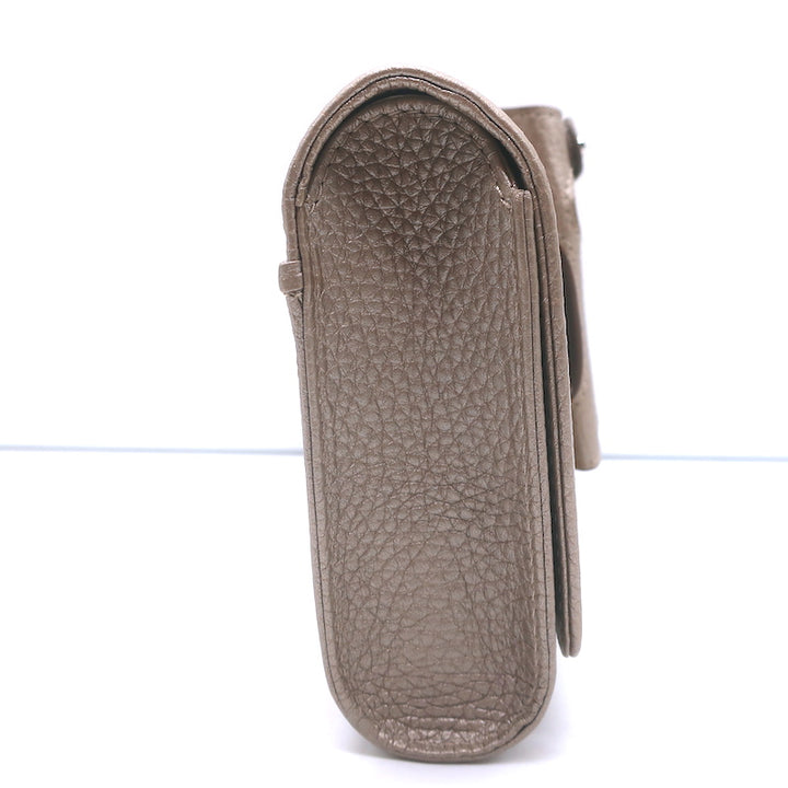 Perrin Le Cabriolet Glove Clutch Light Gold / Beige Metallic Grained Leather NEW