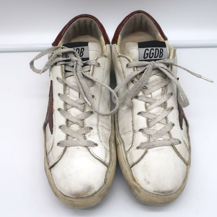 Golden Goose Superstar Sneakers White Leather &amp; Croc-Embossed Patent Size 38
