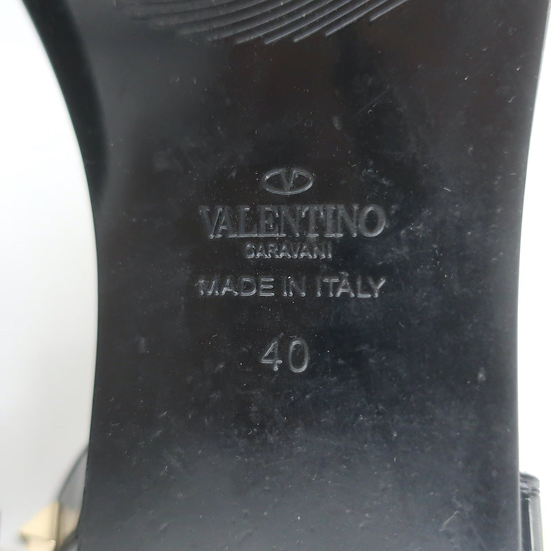 Valentino Rockstud Ankle Strap Flat Rubber Sandals Black Size 40