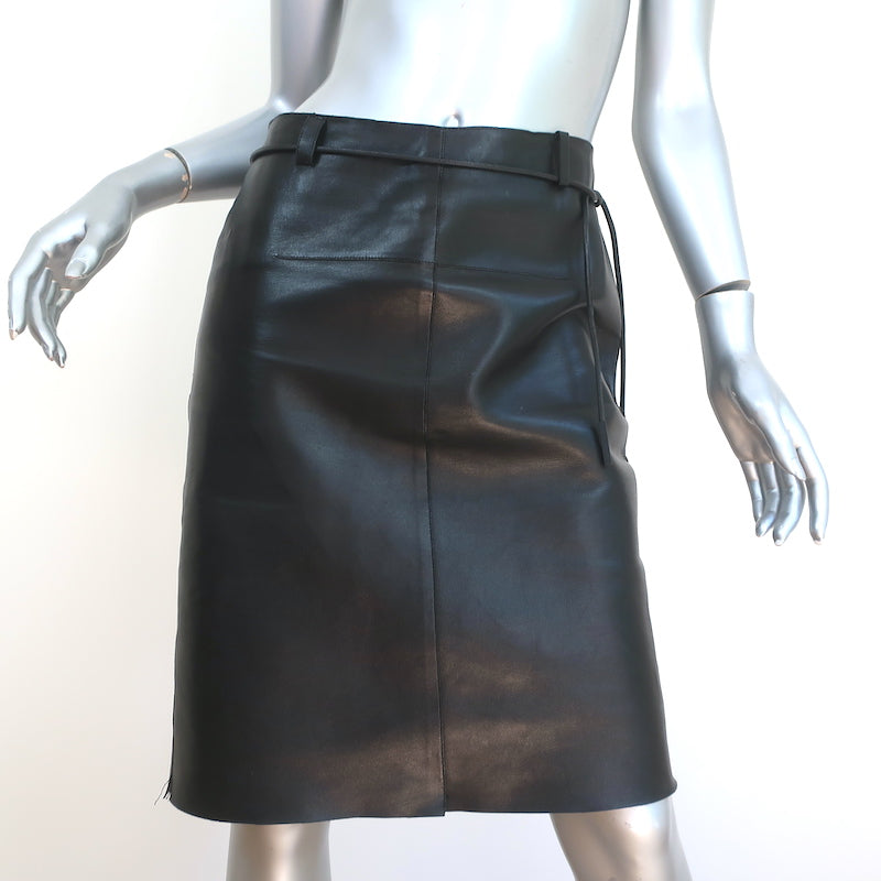 Louis Vuitton Snap Button Leather Skirt, Black, 38
