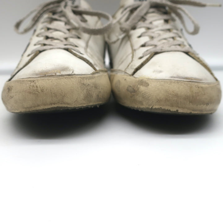 Golden Goose Superstar Sneakers White Leather &amp; Croc-Embossed Patent Size 38