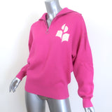 Isabel Marant Etoile Azra Half-Zip Jacquard Logo Sweater Hot Pink Size 36
