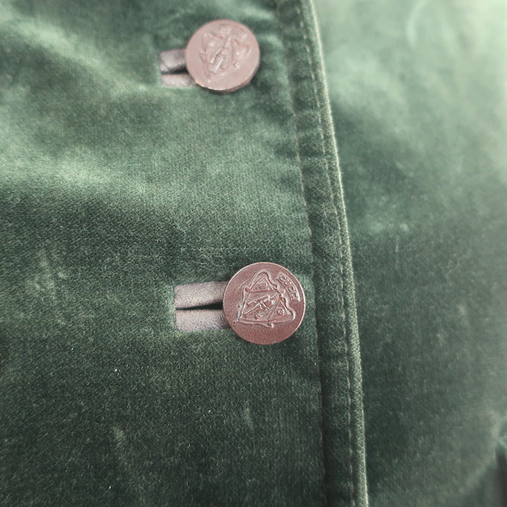 Gucci 2006 Double Breasted Velvet Jacket Dark Green Stretch Cotton Size 40