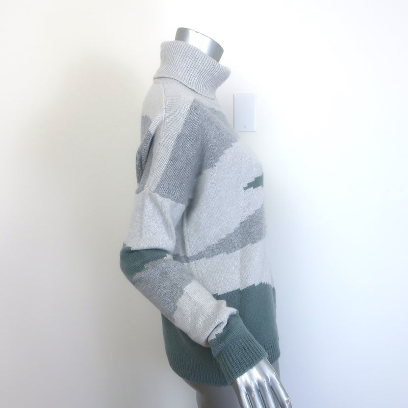 Amina Rubinacci Cashmere Intarsia Knit Turtleneck Sweater Gray Size 42