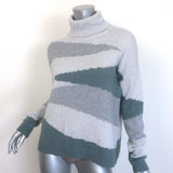 Amina Rubinacci Cashmere Intarsia Knit Turtleneck Sweater Gray Size 42