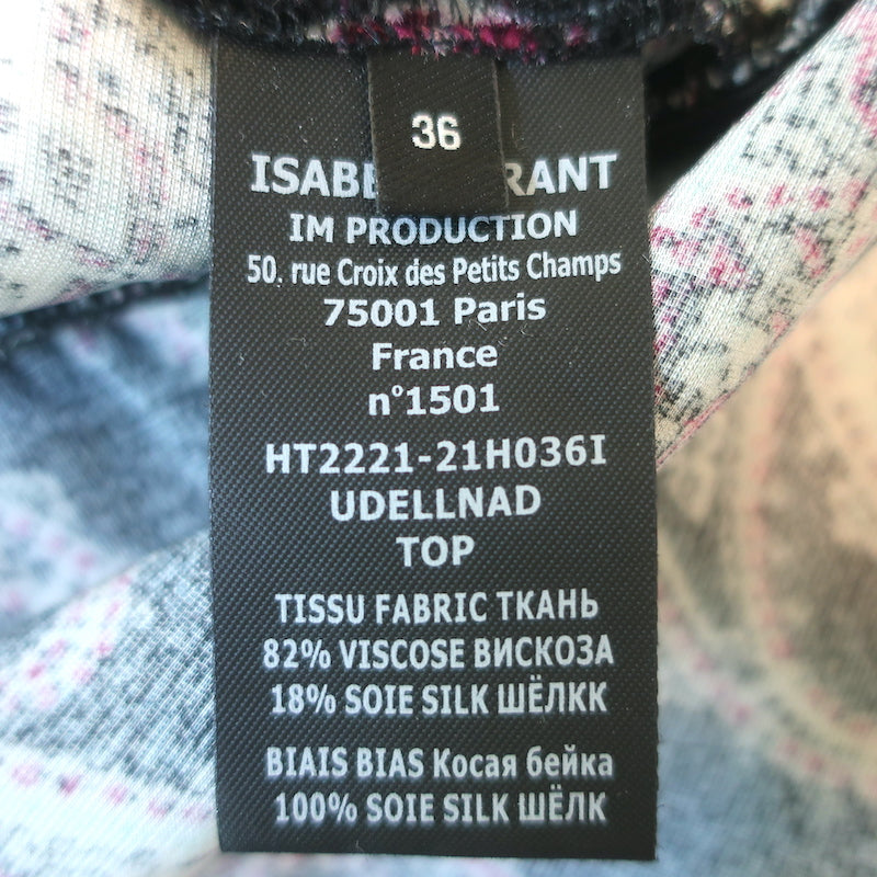 Isabel Marant Udellnad Paisley top Sz 36, neckline detail